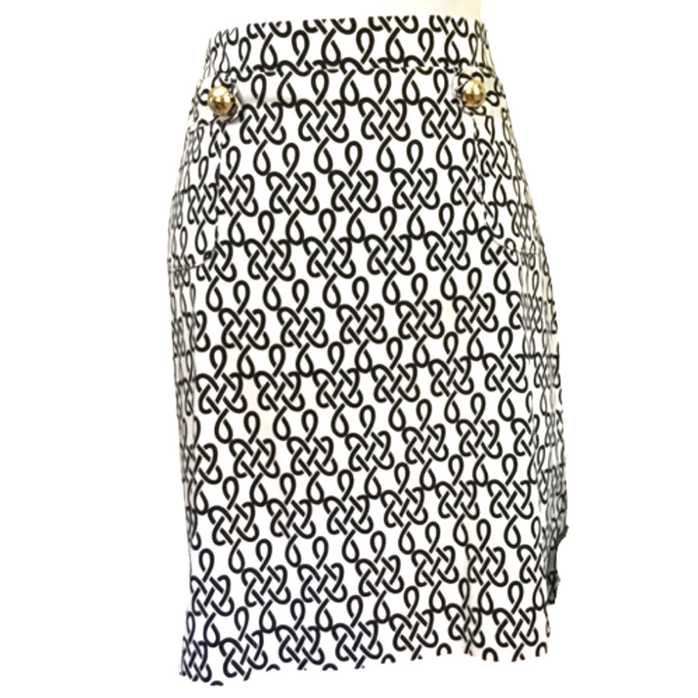 Melly M Womens Black & White Nautical Knots Cotton Pencil Skirt 6